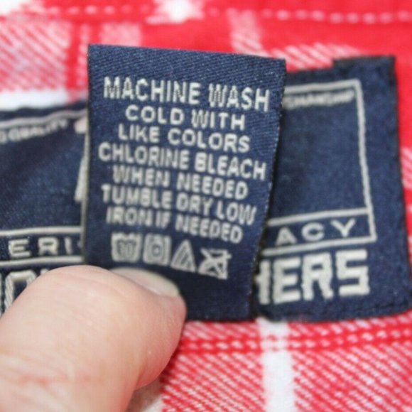 Men's Large AO - AMONGST OTHERS American Legacy Red Plaid Flannel Shirt Cotton - Picture 10 of 11